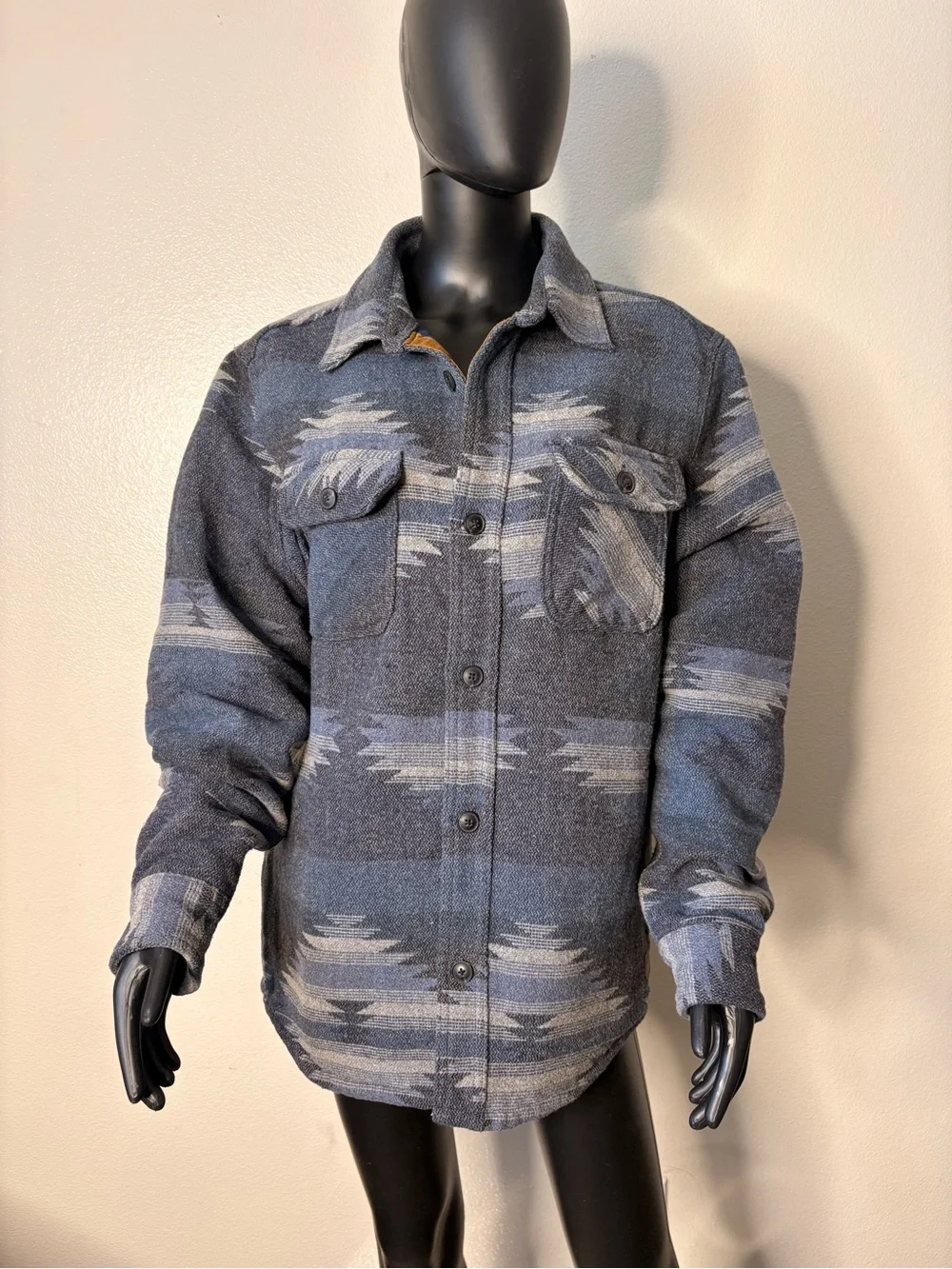 Men's Blue Patterned  - Casual Button-Up Jacket